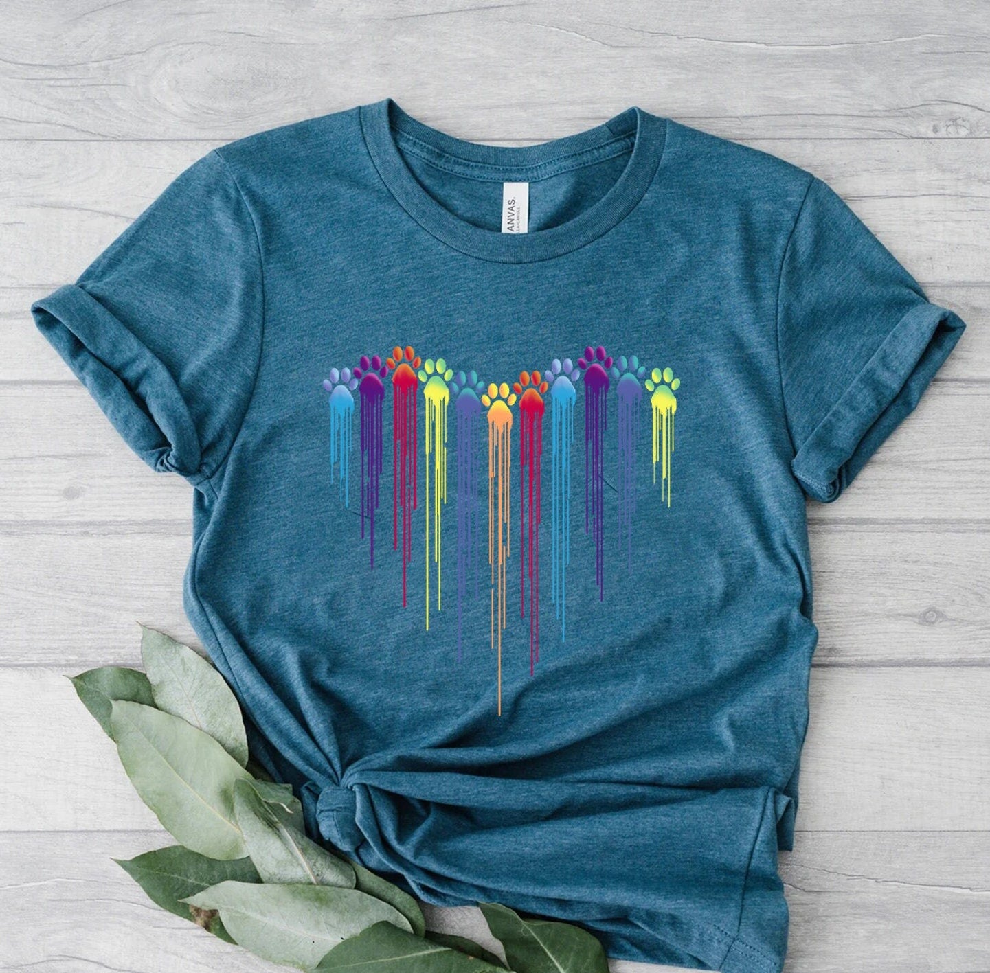 Colorful Dog Paw Heart Shirt, Dog Paw Shirt, Colorful Dog Heart Paw Tee, Gift Tee Dog Owner, Dog Lover Shirt, Paw Heart Shirt, Dog Mom Shirt