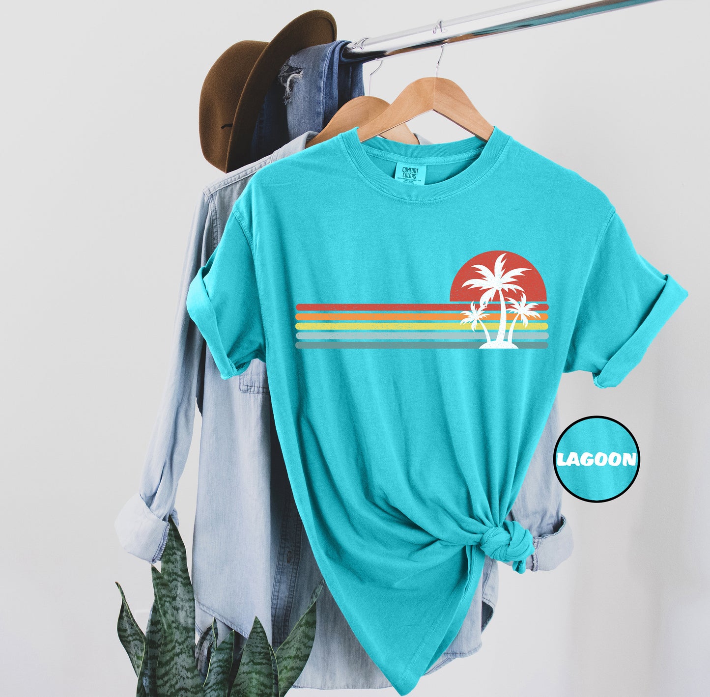 Comfort Colors® Retro Tropical Island T-shirt, Vintage Sunset Summer Shirt, Colorful Palm Tree Outfit, Beach Tee, Summer Vacation Tee Gifts