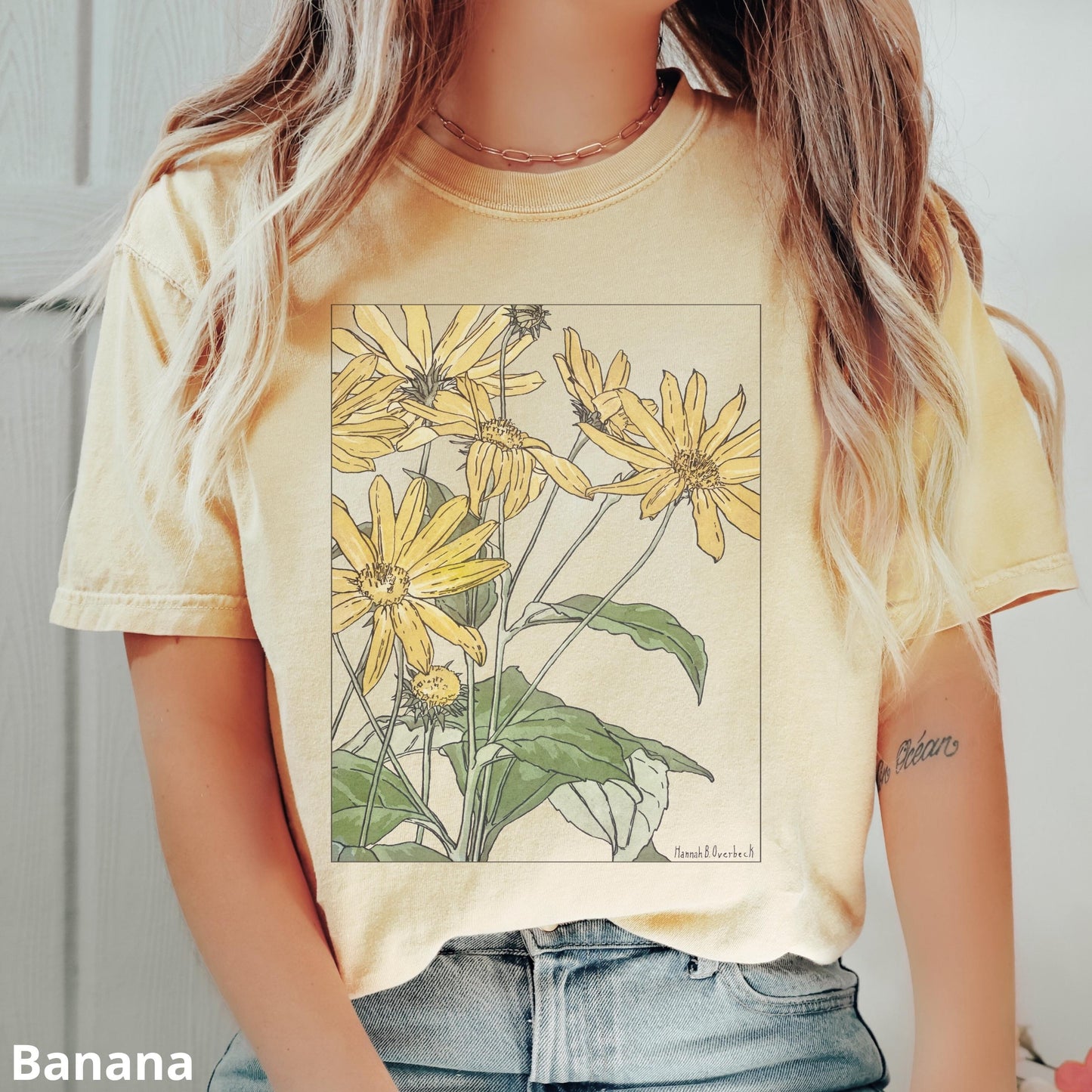 100% Cotton Sunflowers Shirt, Comfort Colors® Hannah Borger Overbeck Art Nouveau T-Shirt for Women, Floral Art Lover Tee, Art Teacher Gift
