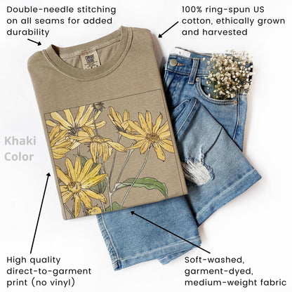 100% Cotton Sunflowers Shirt, Comfort Colors® Hannah Borger Overbeck Art Nouveau T-Shirt for Women, Floral Art Lover Tee, Art Teacher Gift