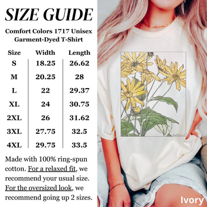 100% Cotton Sunflowers Shirt, Comfort Colors® Hannah Borger Overbeck Art Nouveau T-Shirt for Women, Floral Art Lover Tee, Art Teacher Gift