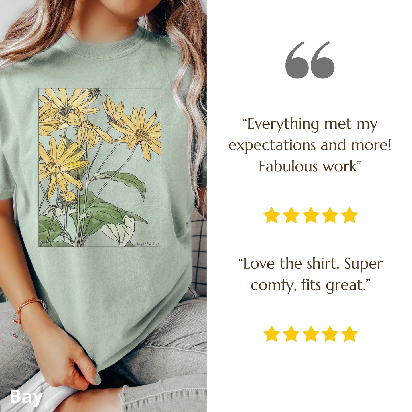 100% Cotton Sunflowers Shirt, Comfort Colors® Hannah Borger Overbeck Art Nouveau T-Shirt for Women, Floral Art Lover Tee, Art Teacher Gift