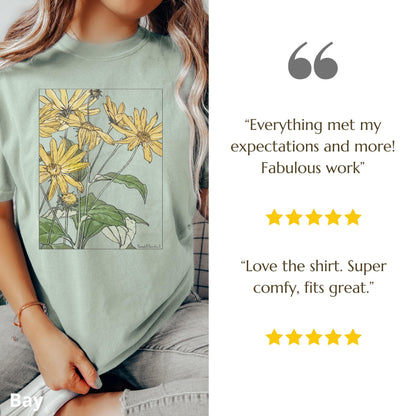100% Cotton Sunflowers Shirt, Comfort Colors® Hannah Borger Overbeck Art Nouveau T-Shirt for Women, Floral Art Lover Tee, Art Teacher Gift