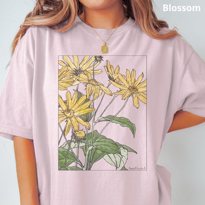 100% Cotton Sunflowers Shirt, Comfort Colors® Hannah Borger Overbeck Art Nouveau T-Shirt for Women, Floral Art Lover Tee, Art Teacher Gift