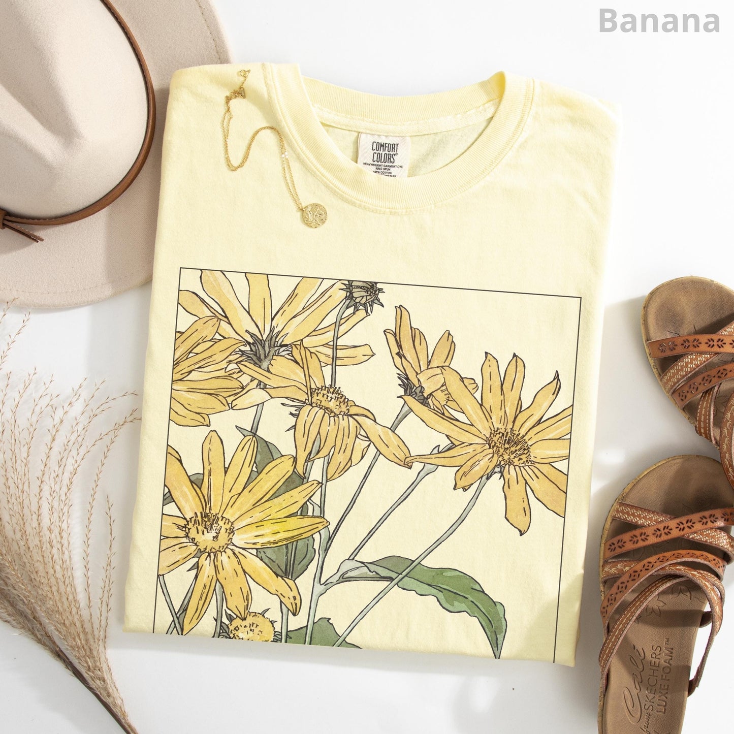 100% Cotton Sunflowers Shirt, Comfort Colors® Hannah Borger Overbeck Art Nouveau T-Shirt for Women, Floral Art Lover Tee, Art Teacher Gift