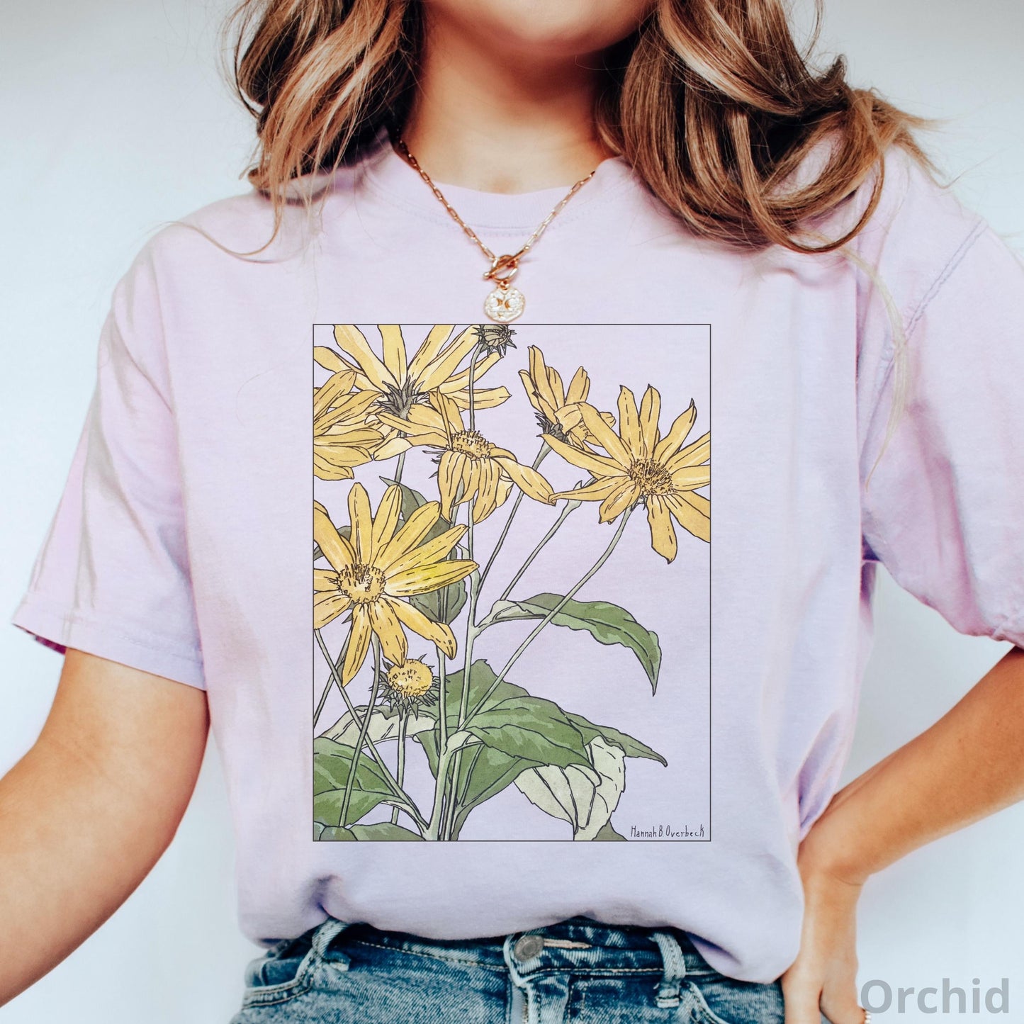 100% Cotton Sunflowers Shirt, Comfort Colors® Hannah Borger Overbeck Art Nouveau T-Shirt for Women, Floral Art Lover Tee, Art Teacher Gift