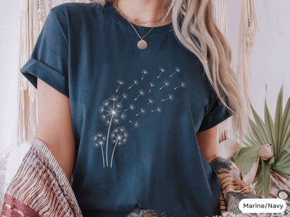 Dandelion Flower T Shirt, Dandelion Shirt for Women, Inspirational Shirt, Flower in Natural T-shirt, Cute Trending Womens T-Shirt