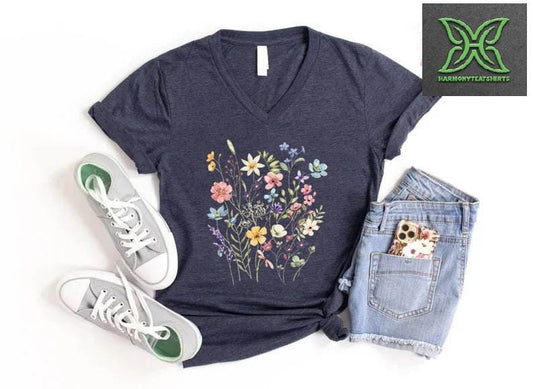 Flower Shirt Aesthetic,Gift For Women  Floral Graphic Tee, Wild Flower T-shirt,Boho Botanical Flower Tee, Gift For Gardener,Mothers Day Gift
