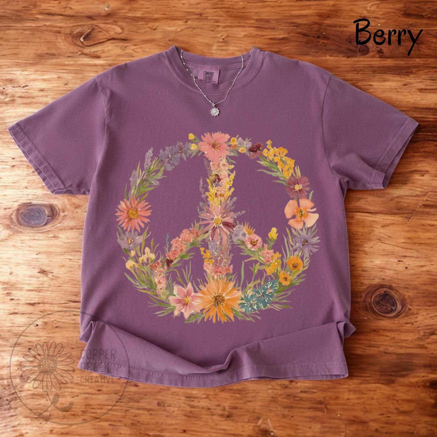 Wildflower Peace Sign T-Shirt, Boho Floral Graphic Tee, Comfort Colors