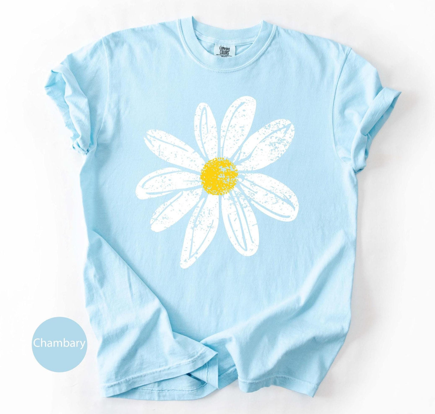Daisy Shirt gift for Women Retro Floral Graphic Tee, Flower Print Comfort Colors T-Shirt