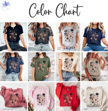 Vintage Pressed Flowers Shirt Botanical Floral Tshirt Boho Cottagecore Tee Wildflowers Floral T Shirt Womens Gift for Gardener Gift for Her