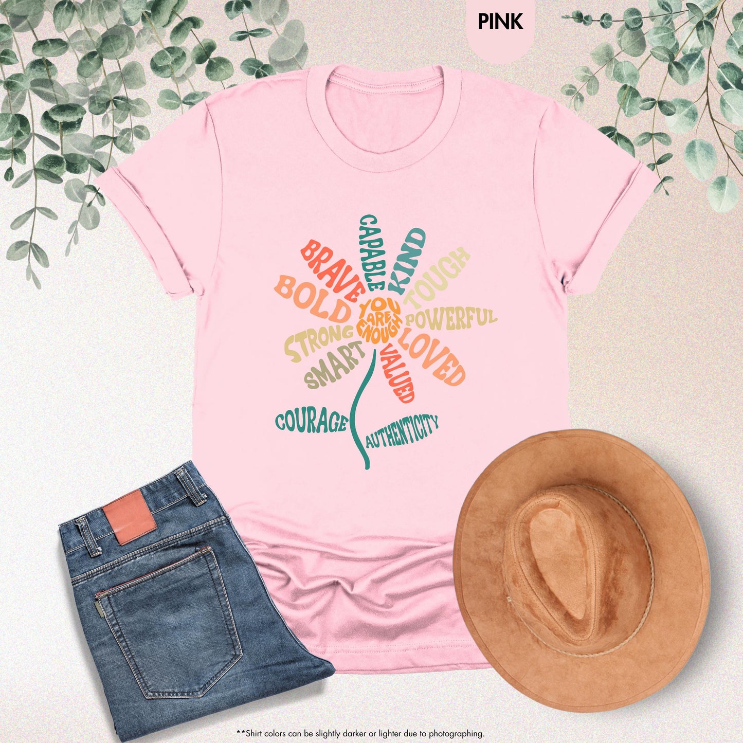 You Are Enough Shirt, Floral Inspirational Shirt, Woman Motivational Gift, Shirt With Saying, Positive Affirmation Tee, Bible Verse Shirt