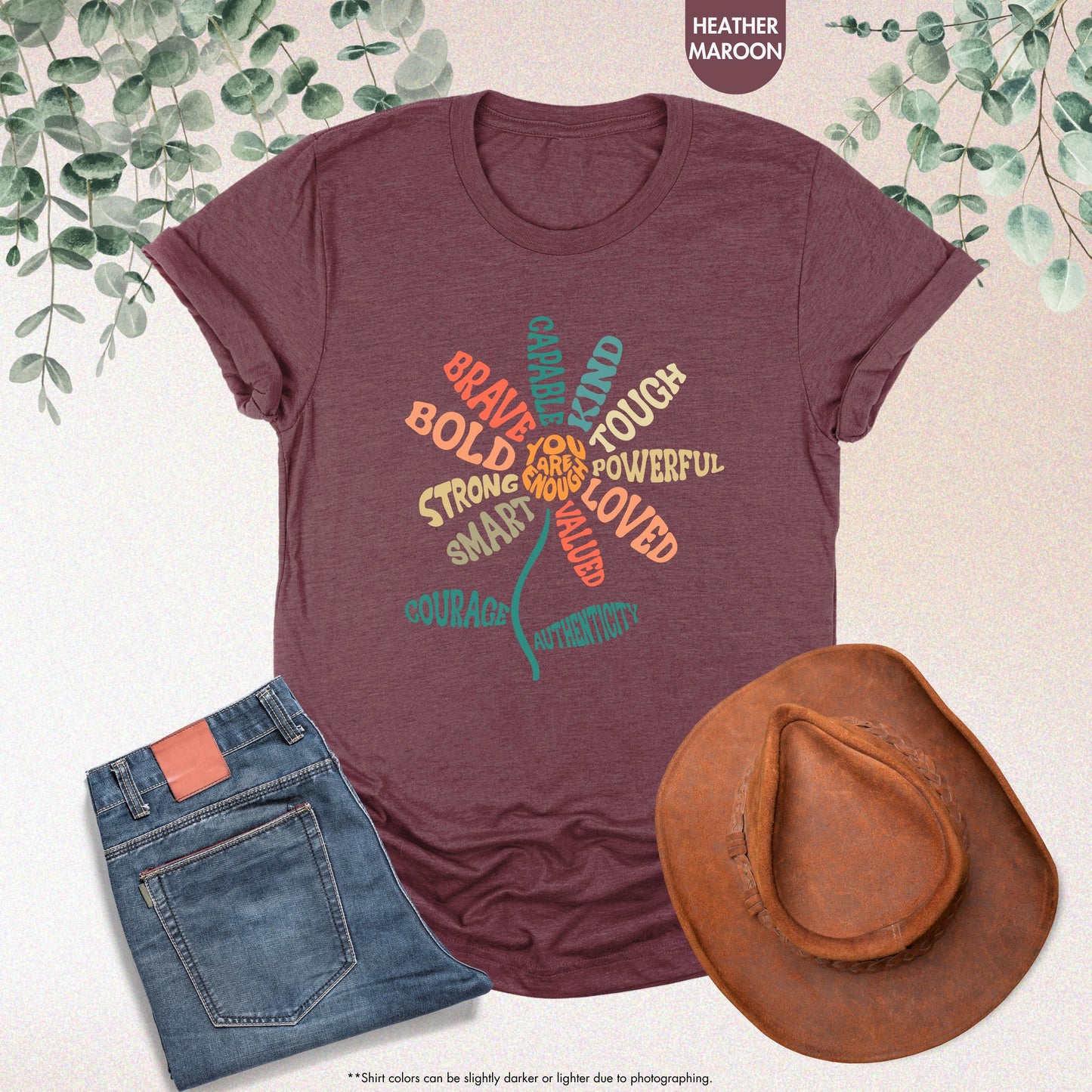You Are Enough Shirt, Floral Inspirational Shirt, Woman Motivational Gift, Shirt With Saying, Positive Affirmation Tee, Bible Verse Shirt