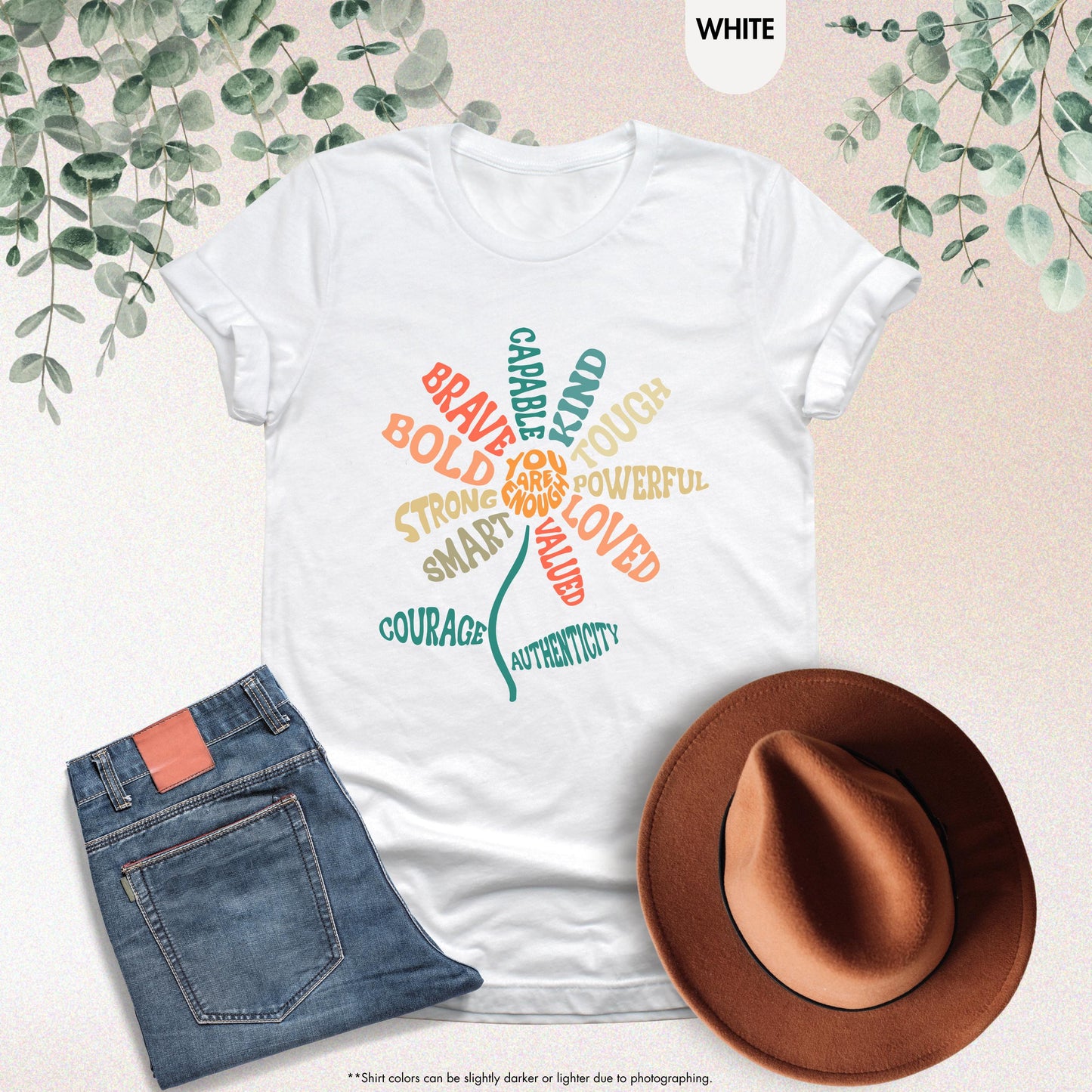 You Are Enough Shirt, Floral Inspirational Shirt, Woman Motivational Gift, Shirt With Saying, Positive Affirmation Tee, Bible Verse Shirt
