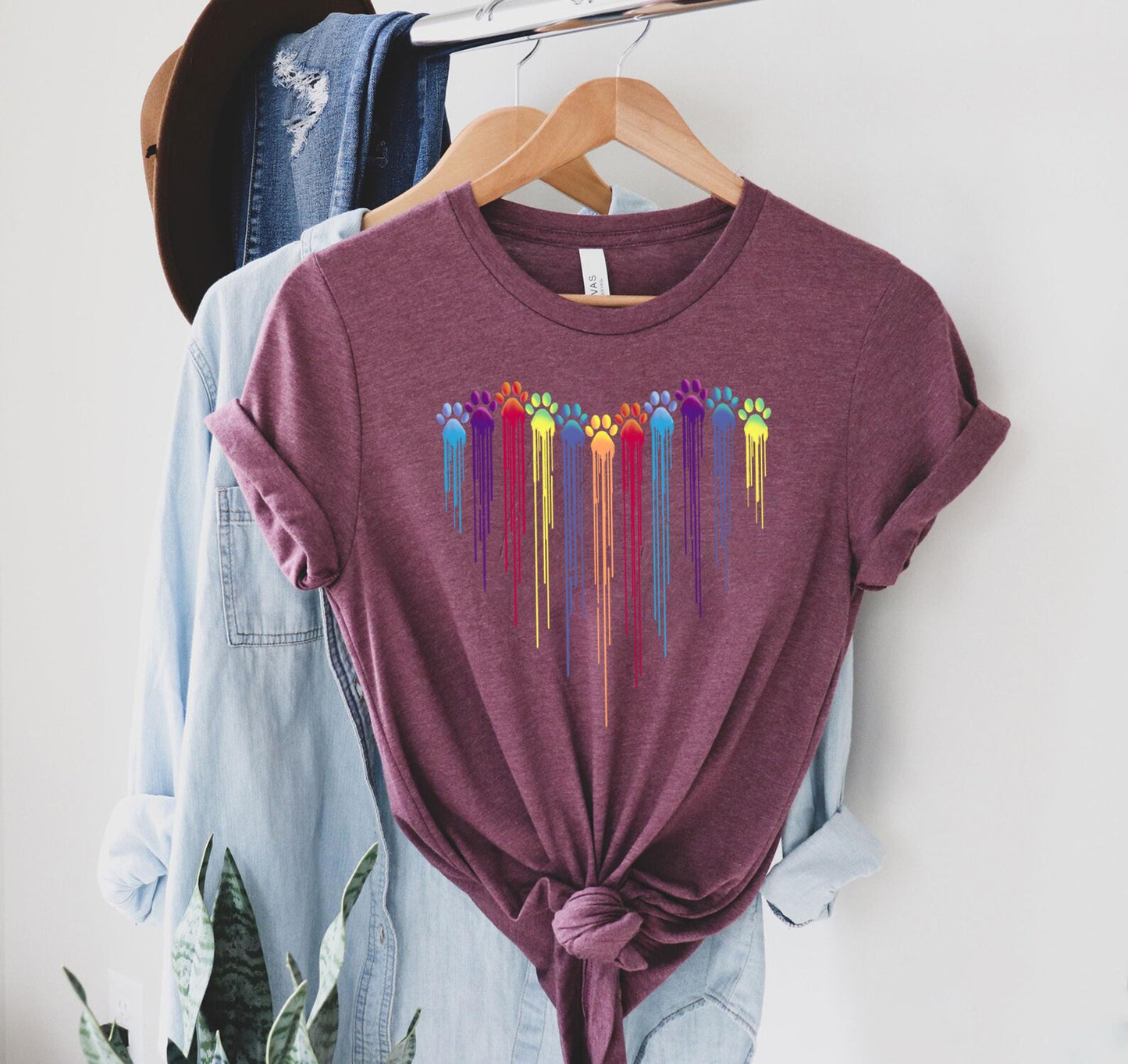Colorful Dog Paw Heart Shirt, Dog Paw Shirt, Colorful Dog Heart Paw Tee, Gift Tee Dog Owner, Dog Lover Shirt, Paw Heart Shirt, Dog Mom Shirt
