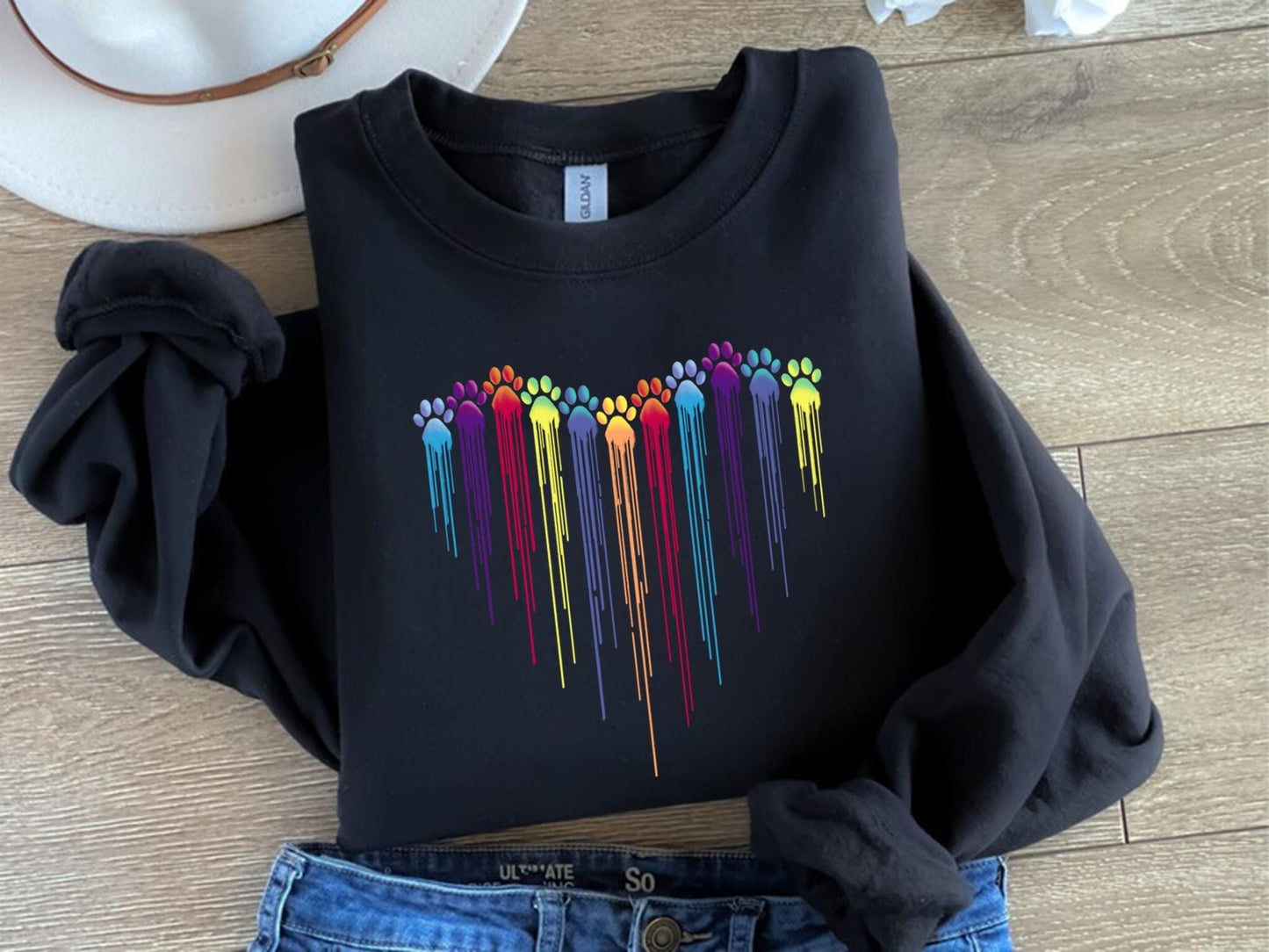 Colorful Dog Paw Heart Shirt, Dog Paw Shirt, Colorful Dog Heart Paw Tee, Gift Tee Dog Owner, Dog Lover Shirt, Paw Heart Shirt, Dog Mom Shirt