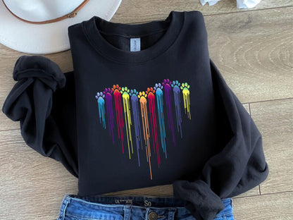 Colorful Dog Paw Heart Shirt, Dog Paw Shirt, Colorful Dog Heart Paw Tee, Gift Tee Dog Owner, Dog Lover Shirt, Paw Heart Shirt, Dog Mom Shirt