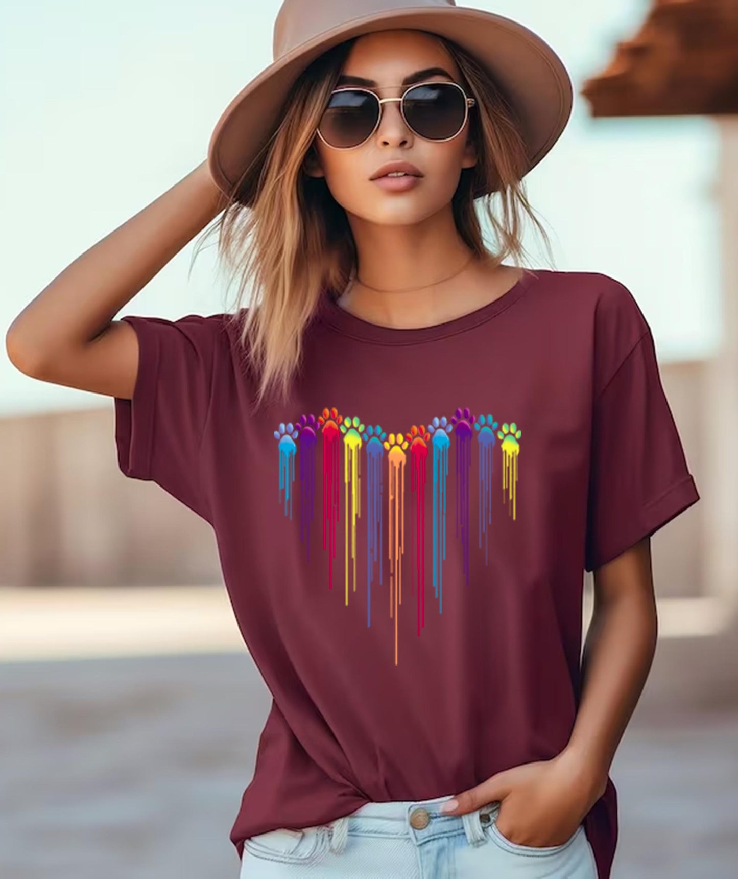 Colorful Dog Paw Heart Shirt, Dog Paw Shirt, Colorful Dog Heart Paw Tee, Gift Tee Dog Owner, Dog Lover Shirt, Paw Heart Shirt, Dog Mom Shirt