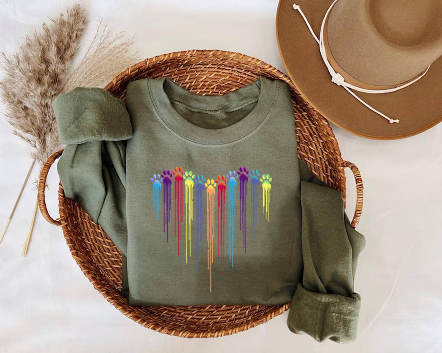 Colorful Dog Paw Heart Shirt, Dog Paw Shirt, Colorful Dog Heart Paw Tee, Gift Tee Dog Owner, Dog Lover Shirt, Paw Heart Shirt, Dog Mom Shirt