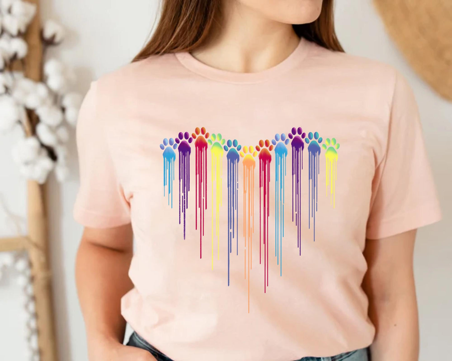 Colorful Dog Paw Heart Shirt, Dog Paw Shirt, Colorful Dog Heart Paw Tee, Gift Tee Dog Owner, Dog Lover Shirt, Paw Heart Shirt, Dog Mom Shirt