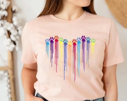 Colorful Dog Paw Heart Shirt, Dog Paw Shirt, Colorful Dog Heart Paw Tee, Gift Tee Dog Owner, Dog Lover Shirt, Paw Heart Shirt, Dog Mom Shirt