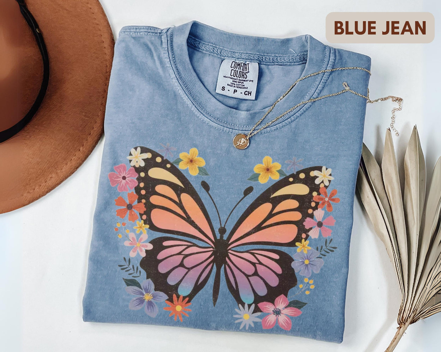 Vintage Butterfly Floral Comfort Colors T-Shirt – Boho Graphic Tee