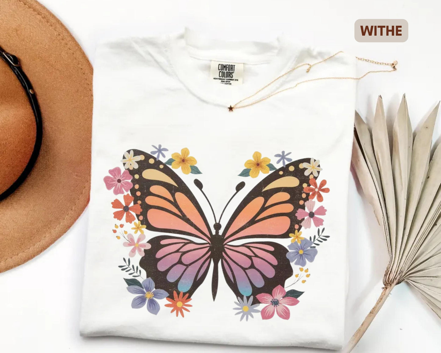 Vintage Butterfly Floral Comfort Colors T-Shirt – Boho Graphic Tee