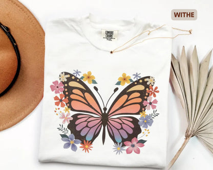 Vintage Butterfly Floral Comfort Colors T-Shirt – Boho Graphic Tee