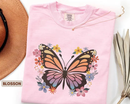 Vintage Butterfly Floral Comfort Colors T-Shirt – Boho Graphic Tee