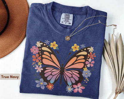 Vintage Butterfly Floral Comfort Colors T-Shirt – Boho Graphic Tee