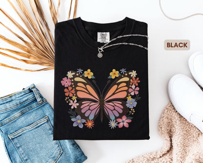 Vintage Butterfly Floral Comfort Colors T-Shirt – Boho Graphic Tee