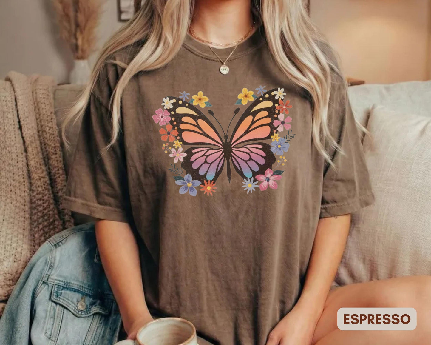 Vintage Butterfly Floral Comfort Colors T-Shirt – Boho Graphic Tee
