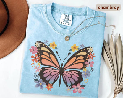 Vintage Butterfly Floral Comfort Colors T-Shirt – Boho Graphic Tee