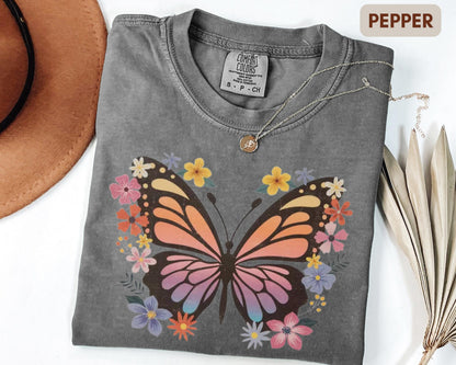 Vintage Butterfly Floral Comfort Colors T-Shirt – Boho Graphic Tee