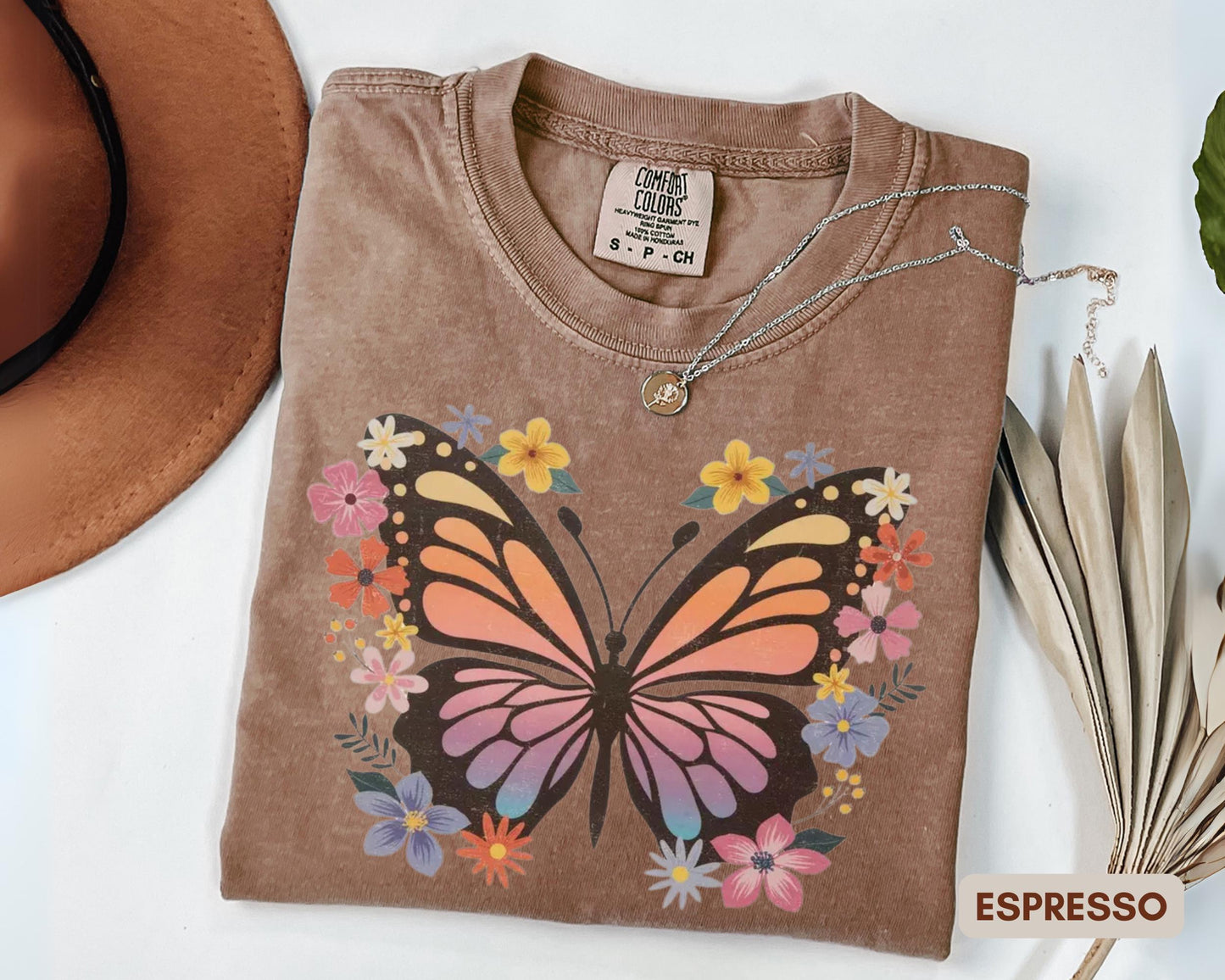 Vintage Butterfly Floral Comfort Colors T-Shirt – Boho Graphic Tee