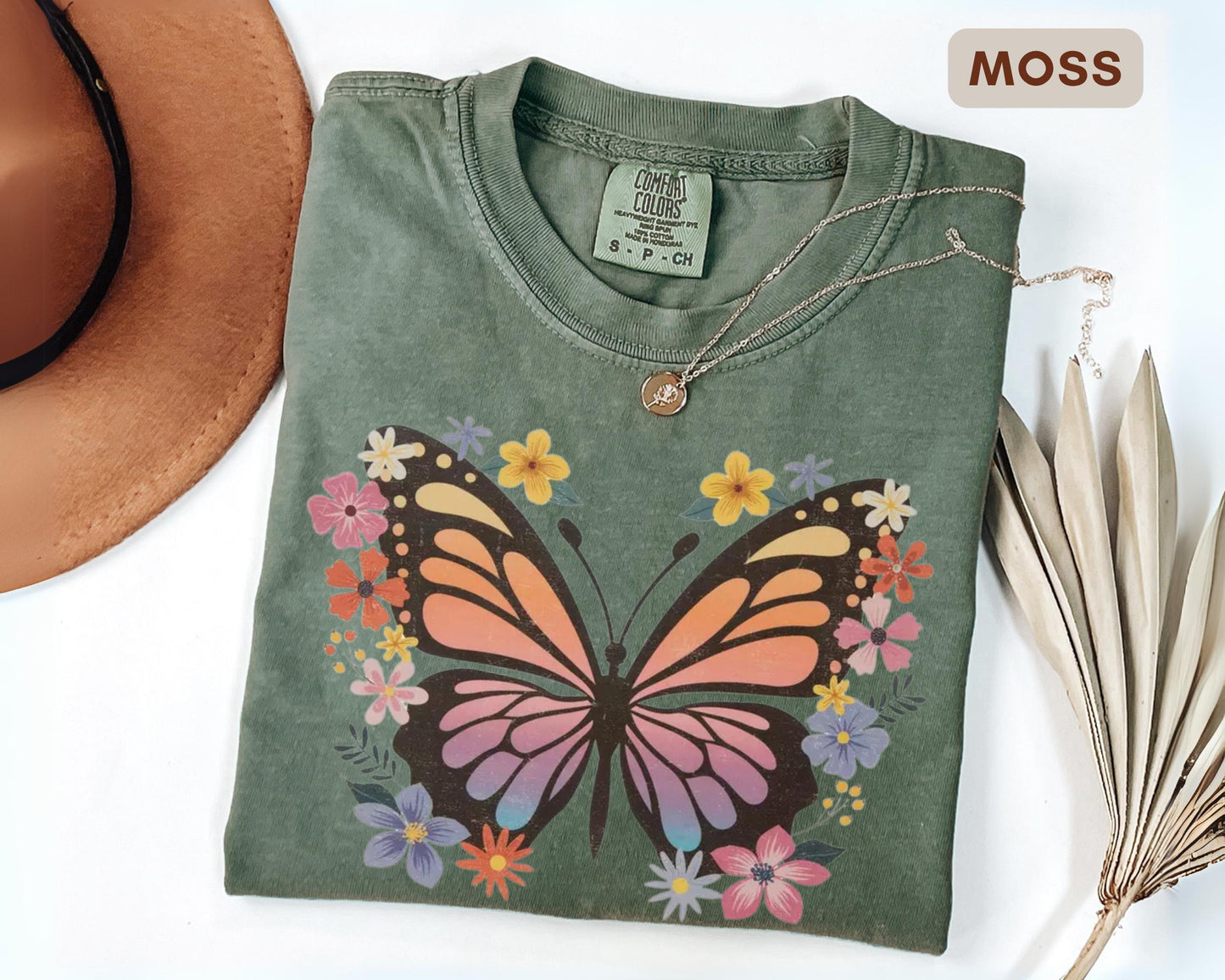 Vintage Butterfly Floral Comfort Colors T-Shirt – Boho Graphic Tee