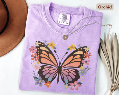 Vintage Butterfly Floral Comfort Colors T-Shirt – Boho Graphic Tee