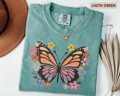 Vintage Butterfly Floral Comfort Colors T-Shirt – Boho Graphic Tee