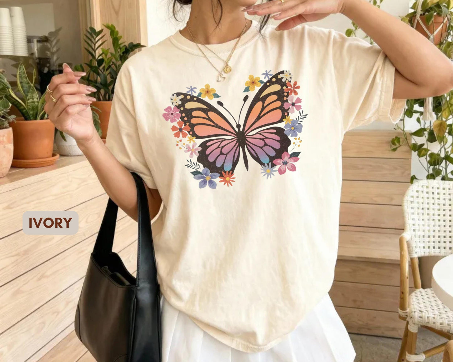 Vintage Butterfly Floral Comfort Colors T-Shirt – Boho Graphic Tee