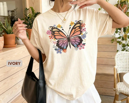 Vintage Butterfly Floral Comfort Colors T-Shirt – Boho Graphic Tee